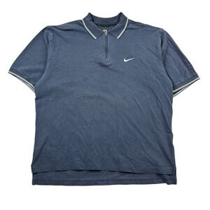 Vintage 90s Nike Golf Polo Shirt Men XL Blue 1/4 Zip Tiger Woods Ying Yang